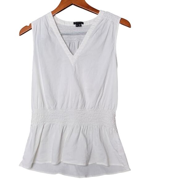 Theory Tops - Theory White Sleeveless Top Women’s Size M  Blouse Shell Minimalist Smocked